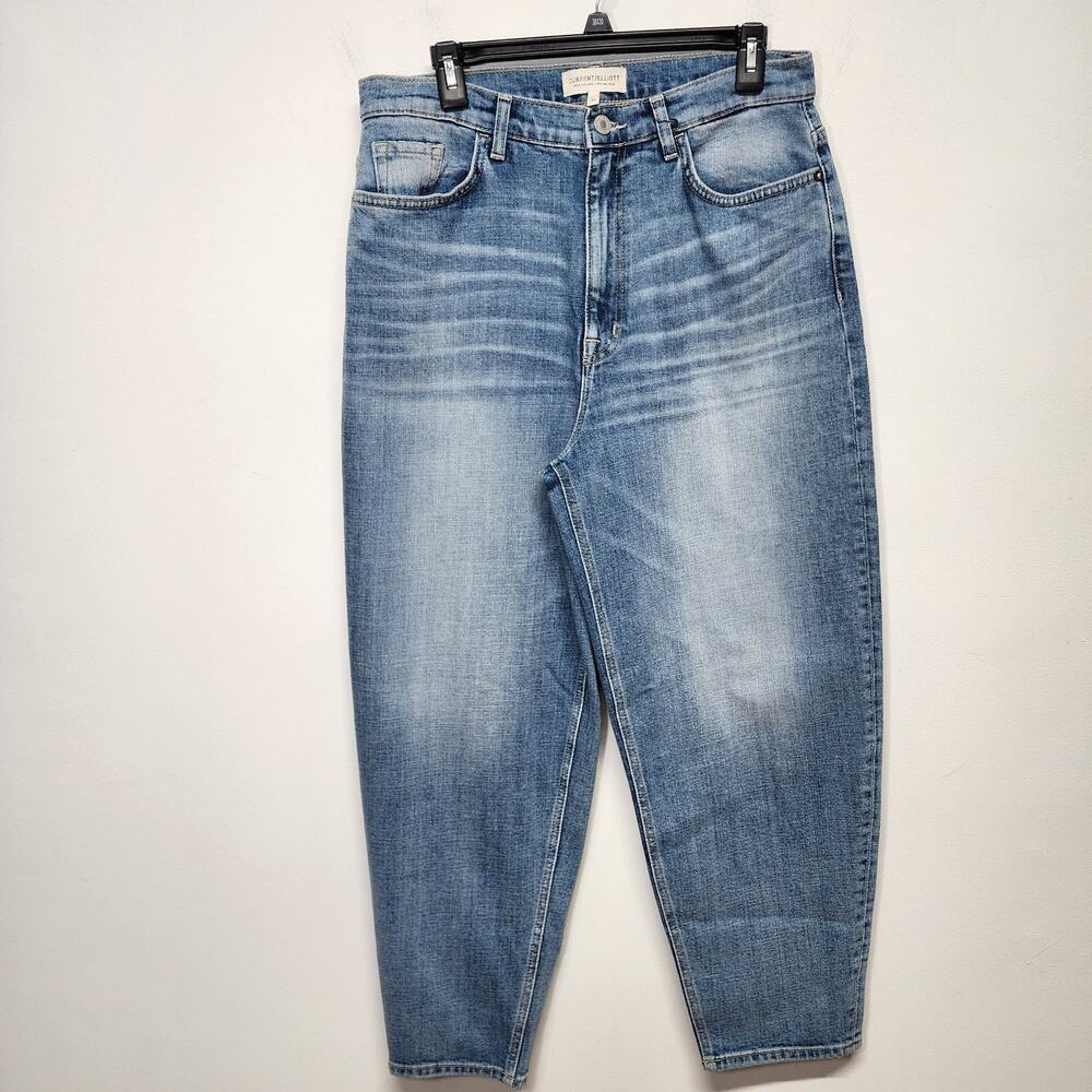 Current Elliott Womens Jaunt Tapered Baggy Jeans Size 31 Blue Morning Glory